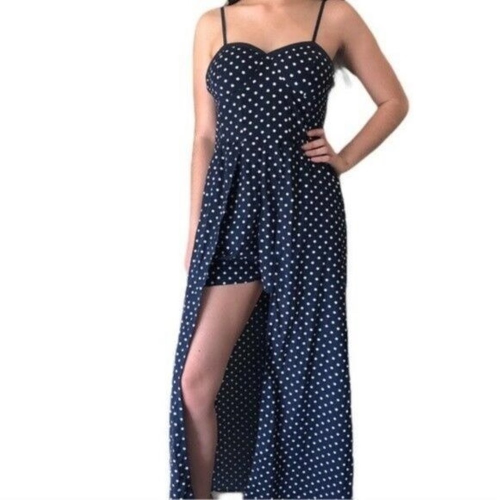 Band of Gypsies polkadot maxi dress with shorts high low dress